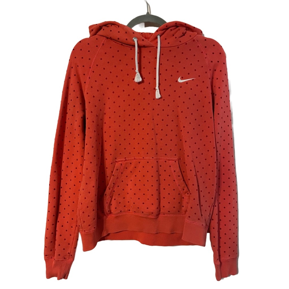 Nike Orange Hoodie with Velvet Diamond Polka Dot Pattern